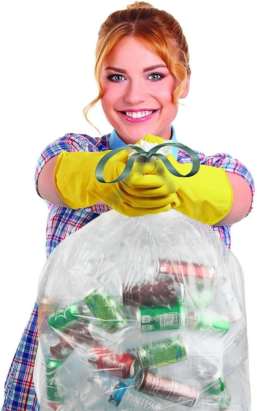 Ultrasac 39 Gallon 1.0 MIL Clear Drawstring Trash Bags - 33" x 40" - Pack of 70 - For Lawn & Leaf