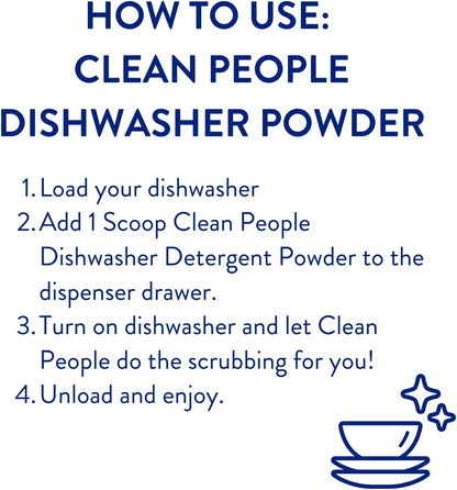 The Clean People Dishwasher Detergent Powder | Cuts Grease and Rinses Sparkling Clean | Residue-Free (30 Ounce, Lemon Verbena)
