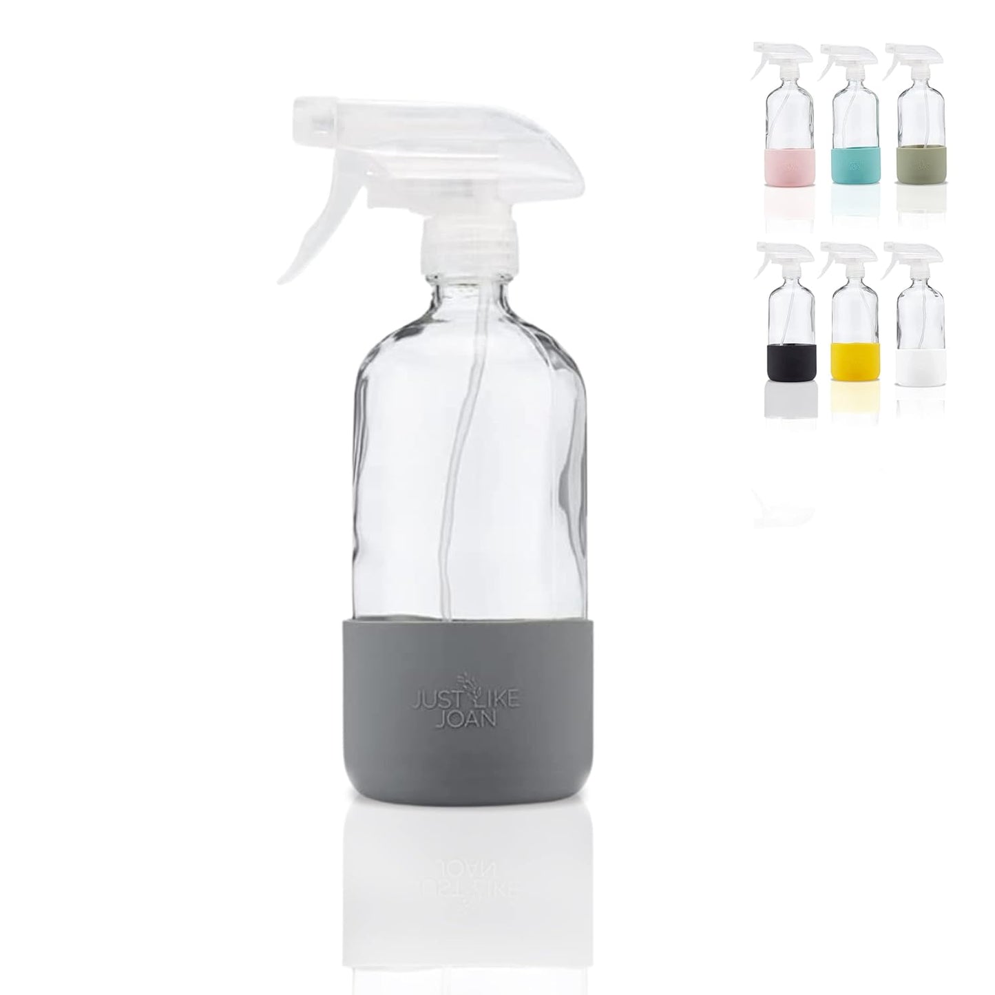 Clear Glass Spray Bottle with Silicone Sleeve for Cleaning Solutions, Essential Oils, Plants, Vinegar - 16 oz, Refillable, Food Safe (2-PACK: Rich Black & Ocean Turquoise)