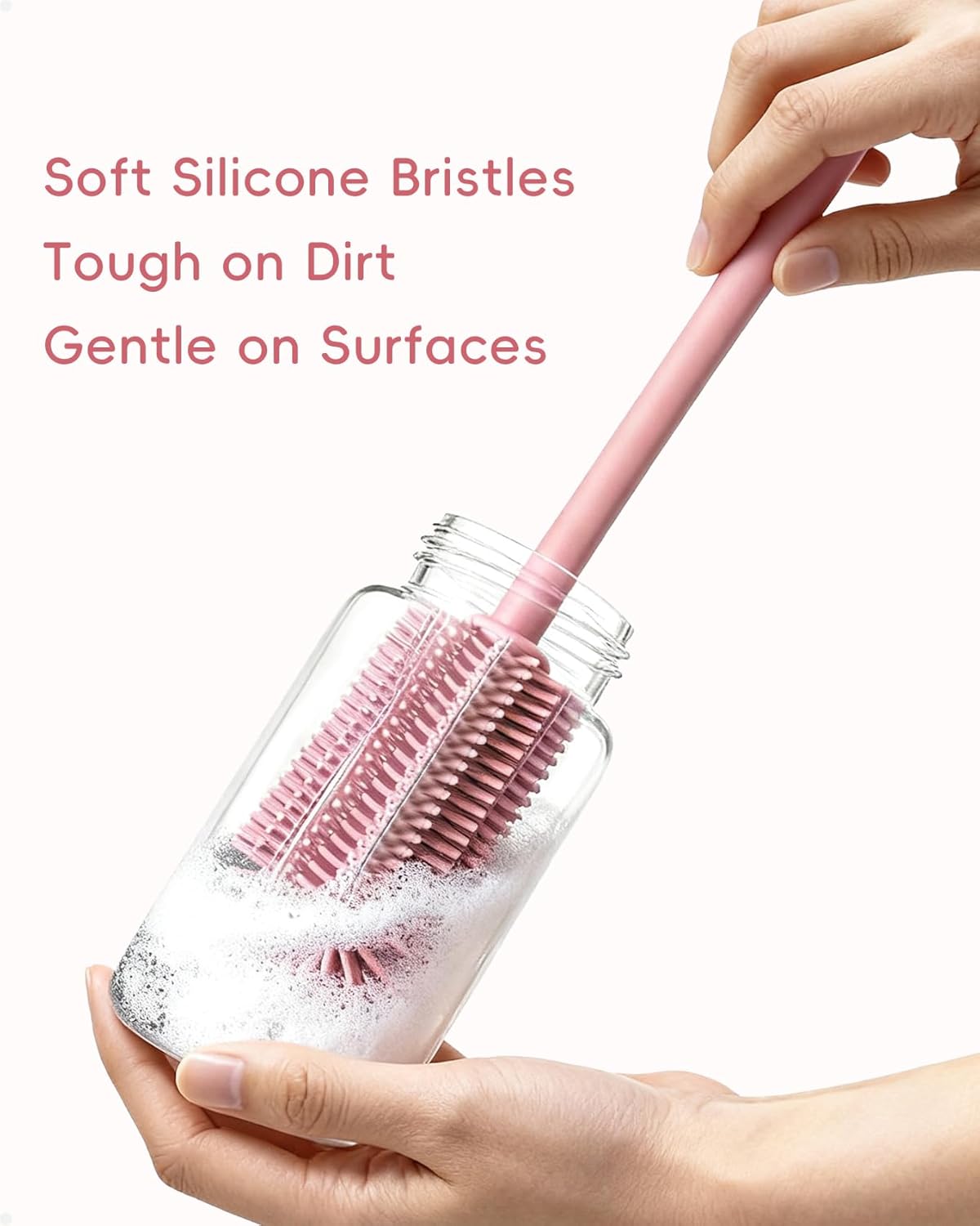 Reusable Silicone Straw Cleaner Brush Set, 2-Pack Extra Long Straw Cleaning Brush for Metal Glass Water Bottle Drinking Straws, Flexible&Bendable Design, Dishwasher Safe, 6mm & 8mm Diameter