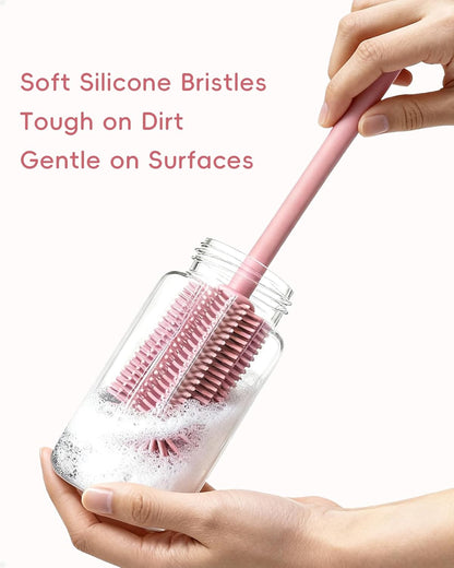Reusable Silicone Straw Cleaner Brush Set, 2-Pack Extra Long Straw Cleaning Brush for Metal Glass Water Bottle Drinking Straws, Flexible&Bendable Design, Dishwasher Safe, 6mm & 8mm Diameter