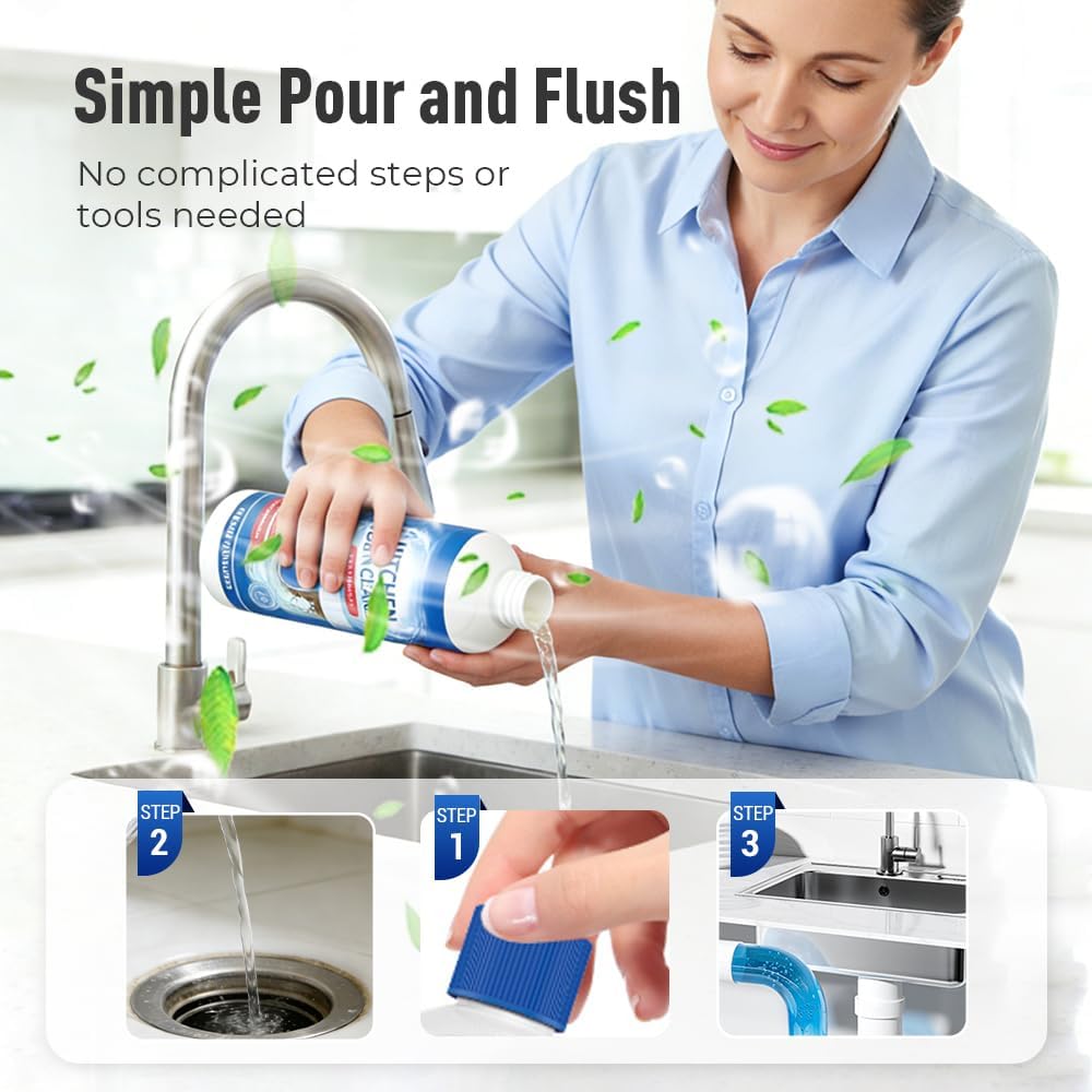 2026 Upgrade Drain Clog Remover, Max Gel Drain Clog Remover and Cleaner for Shower or Sink Drains, Unclogs and Removes Hair, Soap Scum and Blockages (1PCS)