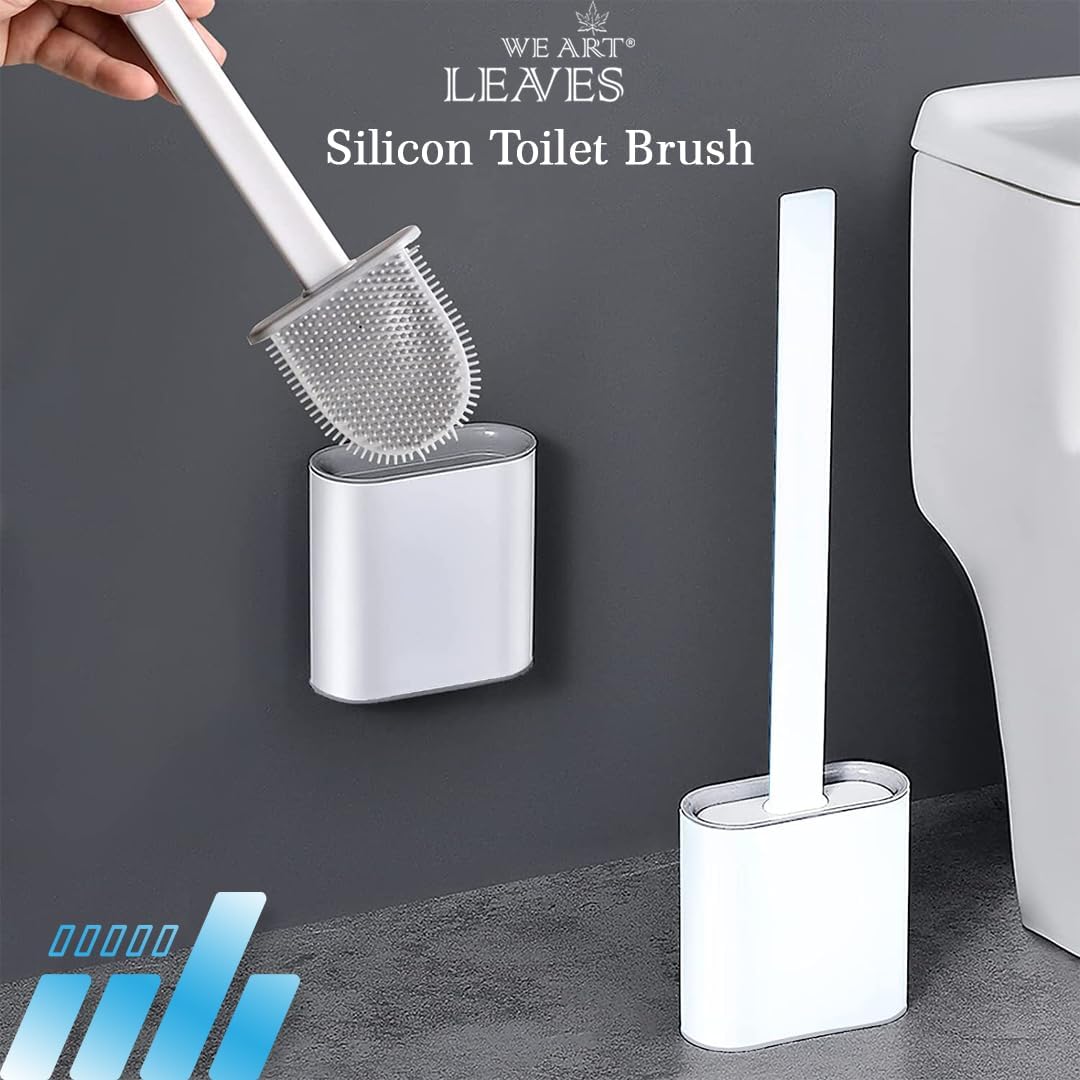 Modern Minimalist Silicone Black Toilet Brush with Holder - Pack of 2 Toilet Bowl Brush Set - Self-Cleaning & Splash-Free, Easy-Rinse Design with Wall Mounted Holder Bathroom Accessory.
