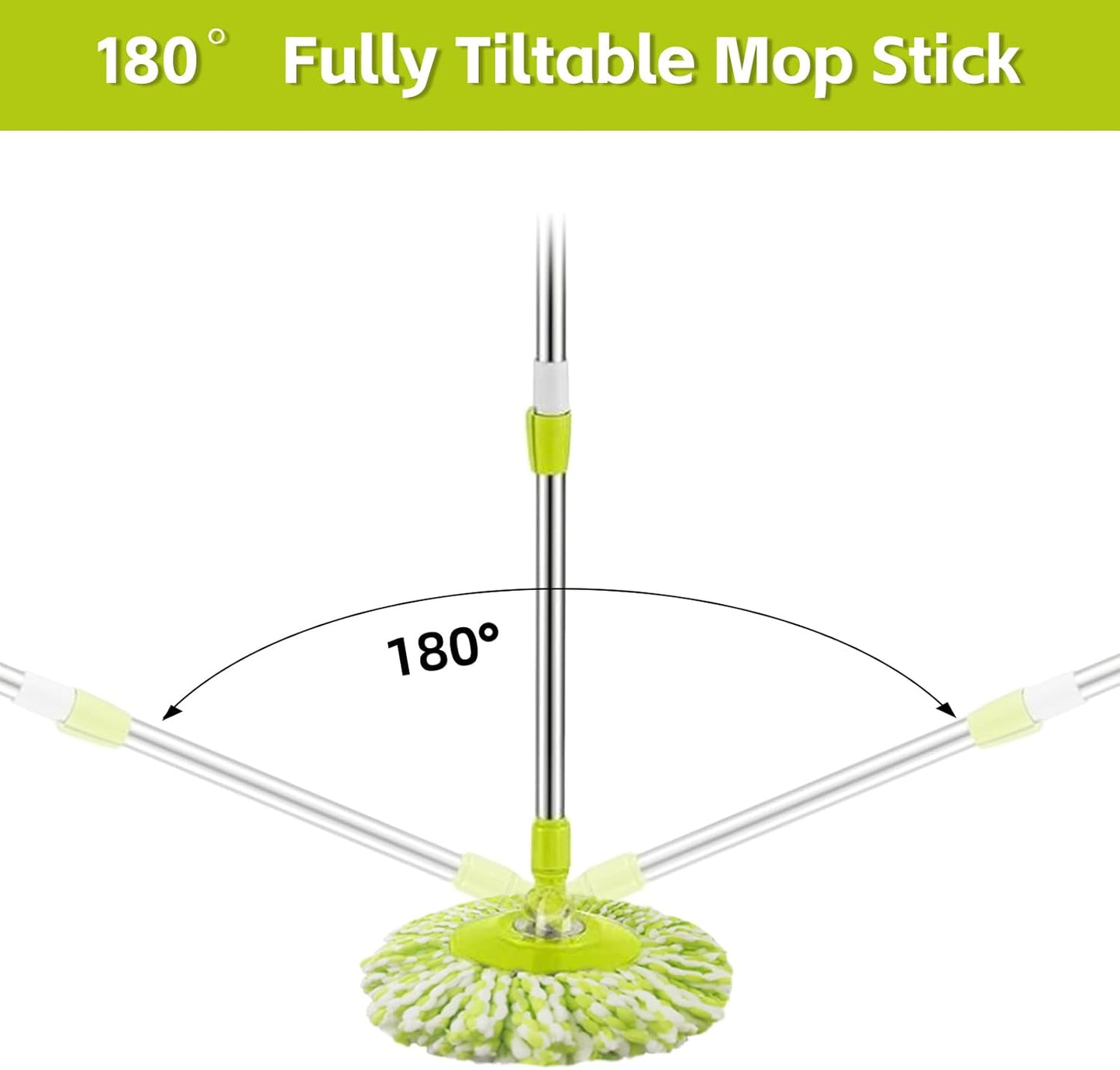 Spin Mop Replacement Handle, 47.6-inch 360 Degrees Rotating Telescopic Replacement Mop Stick with a Robust Stainless Steel Disc for Spin Mop Bucket Cleaning System (Stainless Steel Disc,Purple)