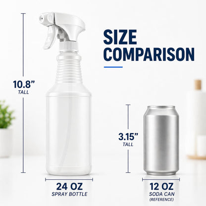 Bar5F Empty Spray Bottles (3-Pack), 24 oz – Bleach-Resistant Trigger Sprayer with Fine Mist & On/Off, Chemical-Resistant for Bleach, Vinegar & Cleaning Solutions, Refillable HDPE Bottles