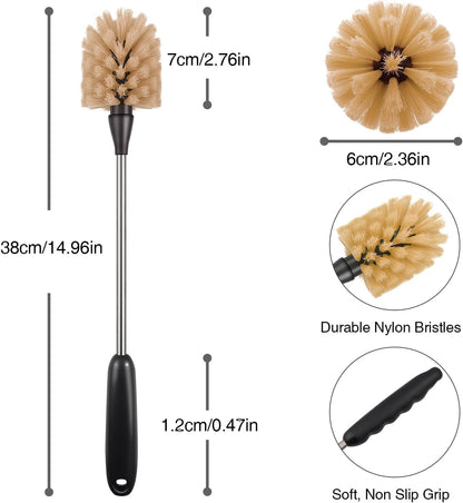 Bottle Brush,15-inch Long, Bottle Brush Cleaner, Bottle Scrubber, Kitchen Scrub Brush Suitable for Water Bottles, Cups, Glasses, Baby Bottles, Wine Glasses, (1, Blue)