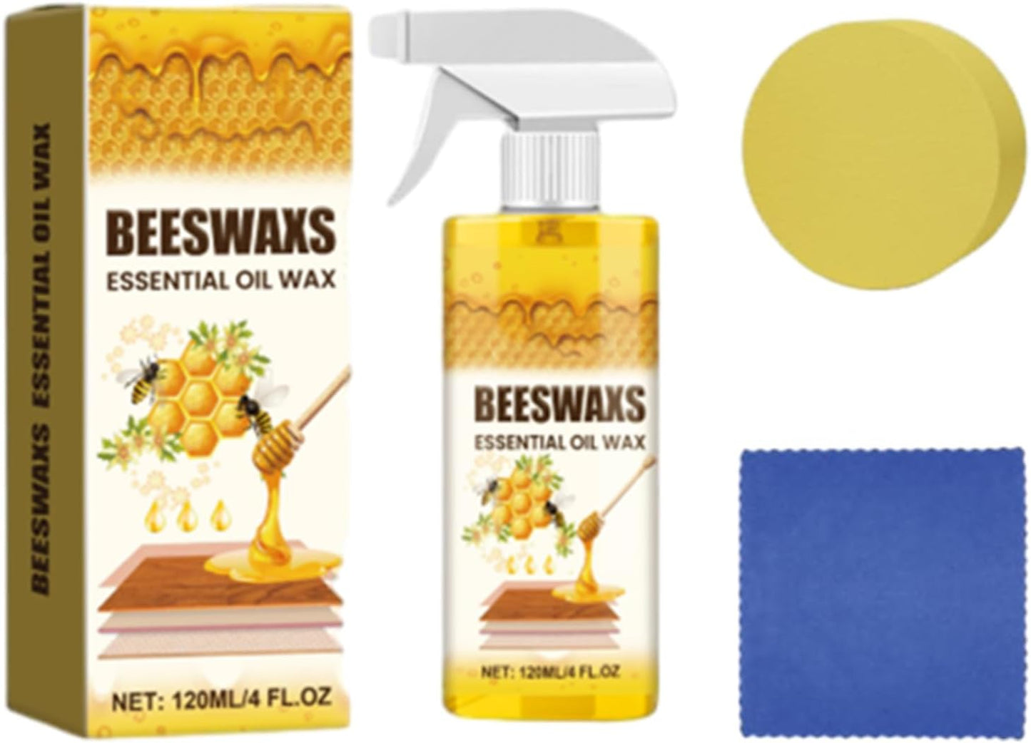 Beeswax Wood Polish Spray, Natural Micro-Molecularized Beeswax Spray, Bees Wax Furniture Polish and Cleaner, For Wood Floors, Furniture and Wooden Cabinet (2PCS)