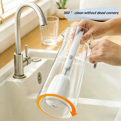 Bottle Brush Long Handle Cup Cleaner Brush Sponge Bottle Scrubber Detachable Handle Portable Sponge Cleaning Brush for Cups Wine Glasses Water Bottles Baby Bottles and Vacuum Flasks(3 PCS)