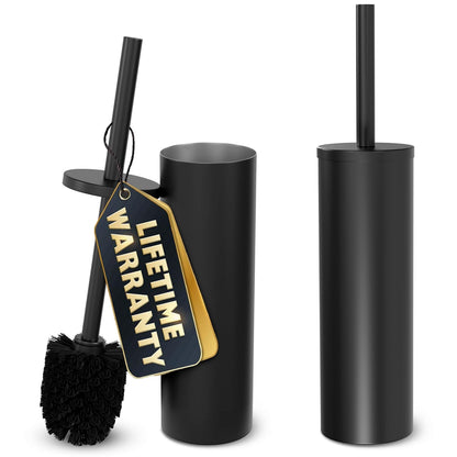 Stylish Stainless Steel Toilet Brush and Holder Set - Silver Toilet Bowl Brush and Holder with Splash Cover, Sturdy Bristles, Corrosion & Scratch Resistant - Elegant Design, Effective Deep Cleaning