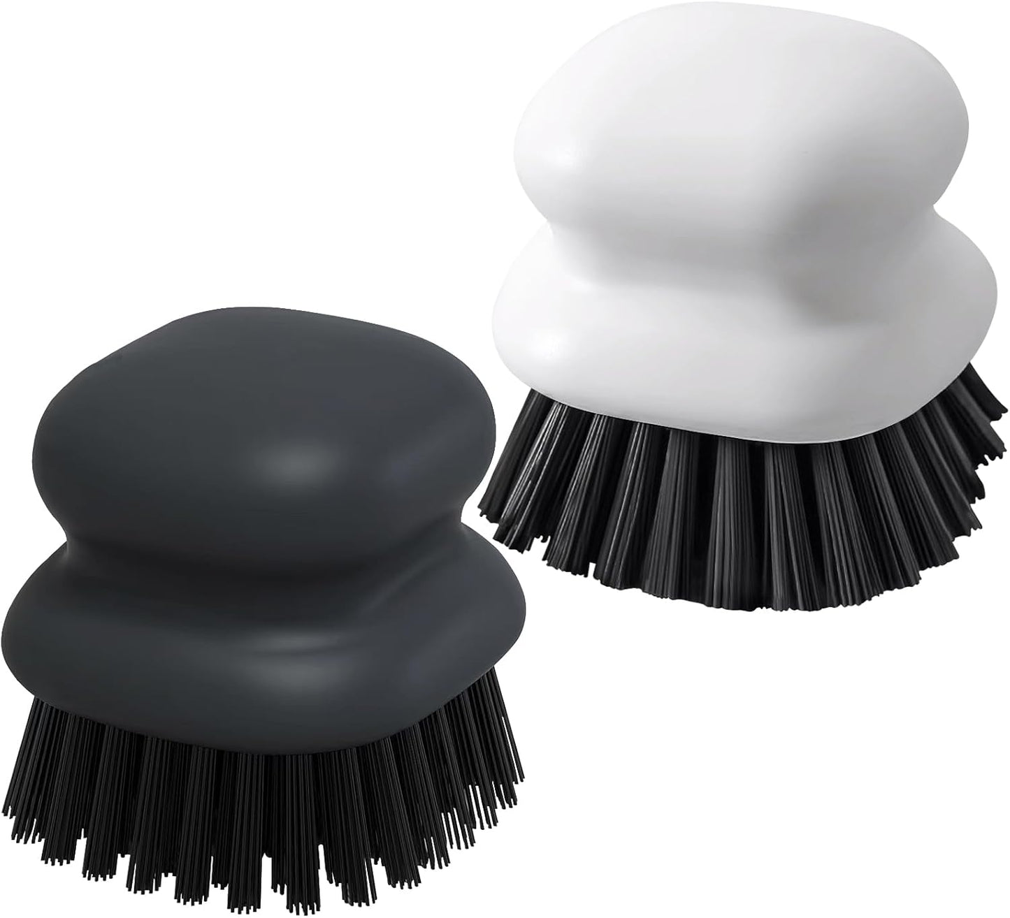 2Pack Dish Scrub Brush, Palm Brush Dish Scrubber with Ergonomic Grip, Kitchen Scrub Brushes for Cleaning for Pans, Pots, Kitchen Sink Cleaning-Black