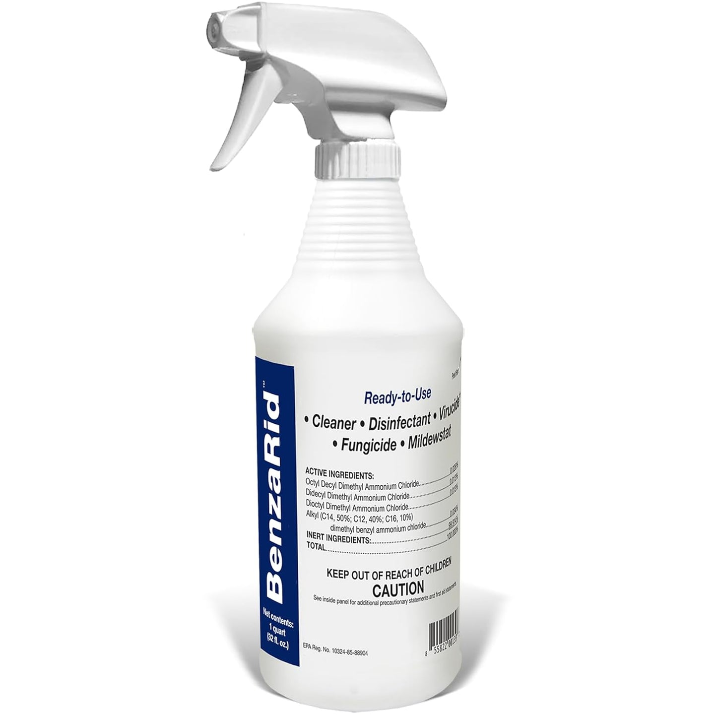 BenzaRid Pro Mold Killer Fungicide Disinfectant including Aspergillus Niger (Black Mold) H5N1 Pack | Multi-Purpose Fungicide, Mildewstat, Disinfectant, Virucide | EPA Reg. 1 Gal + 32 oz.