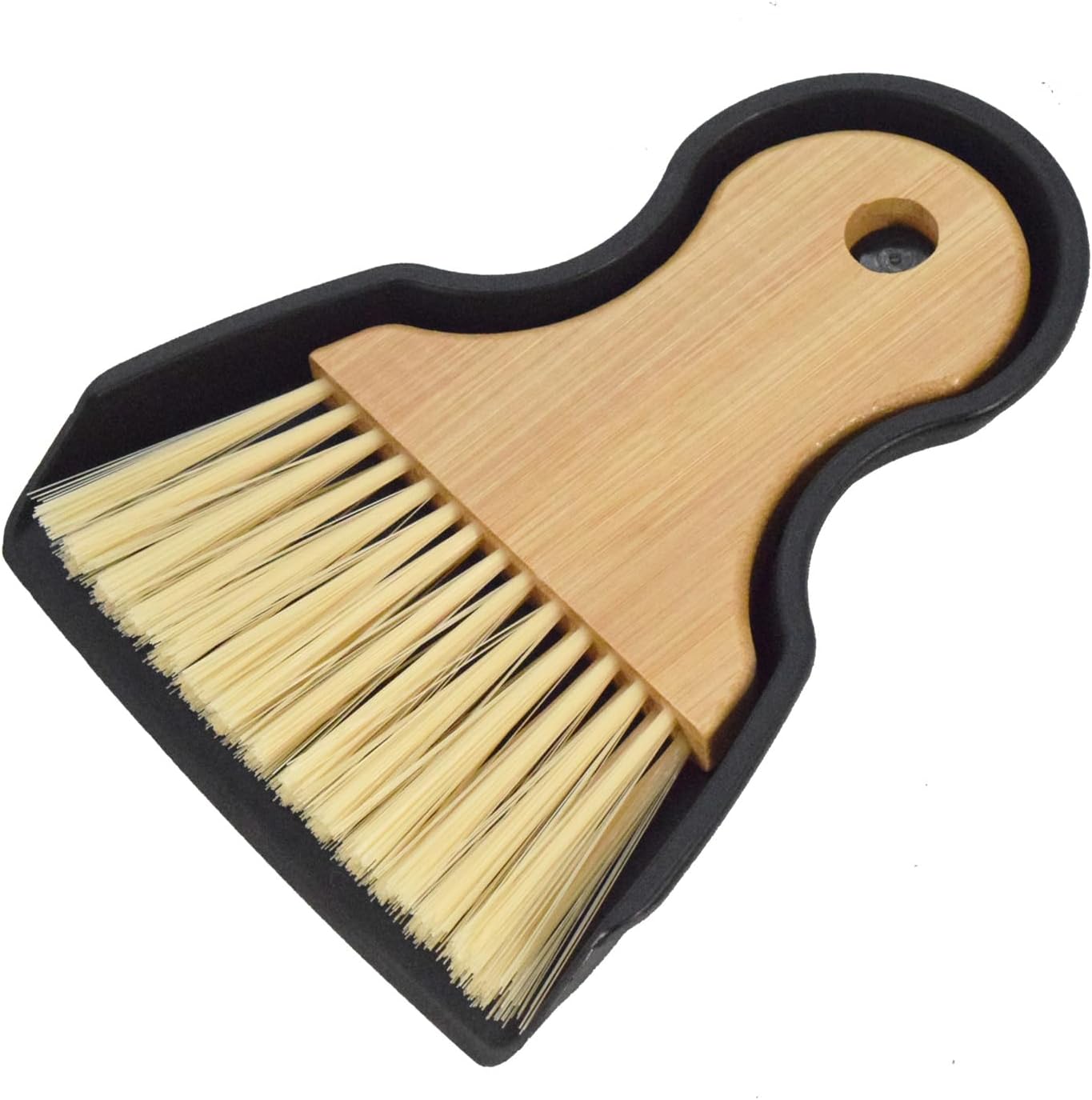 Mini Broom and Dustpan Set Portable Hand Broom with Bamboo Handle Small Crumb Sweeper for Home, Bathroom, Kitchen, Car Interior, Office, Pet Areas (White)