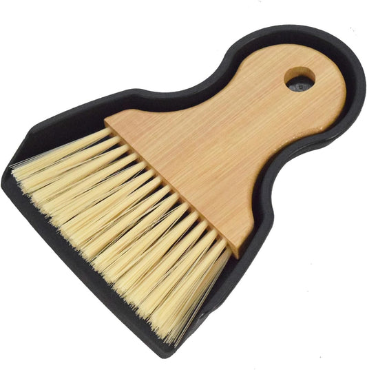 Mini Broom and Dustpan Set Portable Hand Broom with Bamboo Handle Small Crumb Sweeper for Home, Bathroom, Kitchen, Car Interior, Office, Pet Areas (White)
