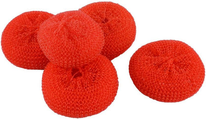 uxcell Plastic Kitchen Dish Pot Pan Mesh Scouring Washing Cleaning Scrubber Pad 5pcs Red