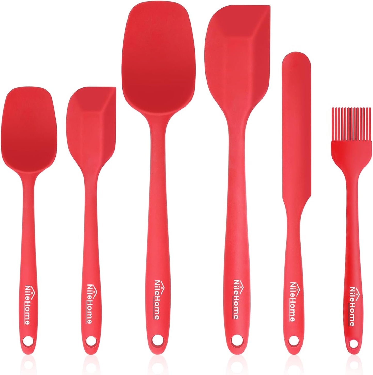 NileHome Silicone Spatula Set, 6 Pieces Food Grade Kitchen Utensils with Silicone Brush Heat Resistant Dishwasher Safe BPA-Free Rubber Spatula for Scraping, Baking, Cooking, Mixing-Forest Style