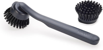 Joseph Joseph SinkTech Dish Brush with Replacement Head and Stainless-Steel Storage Stand Drip Tray