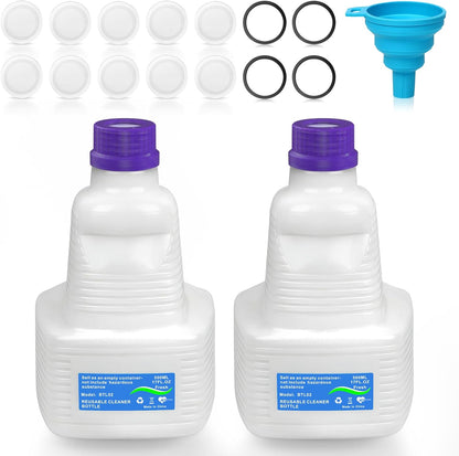 1 Pack Refillable Bottle for Swiffer Wet Jet Mop - 500ML Leak-Proof HDPE Empty Cleaner Solution Bottle with 5 Silicone Gaskets & 1 Funnel Wood Care & Pet Safe, Eco-Friendly
