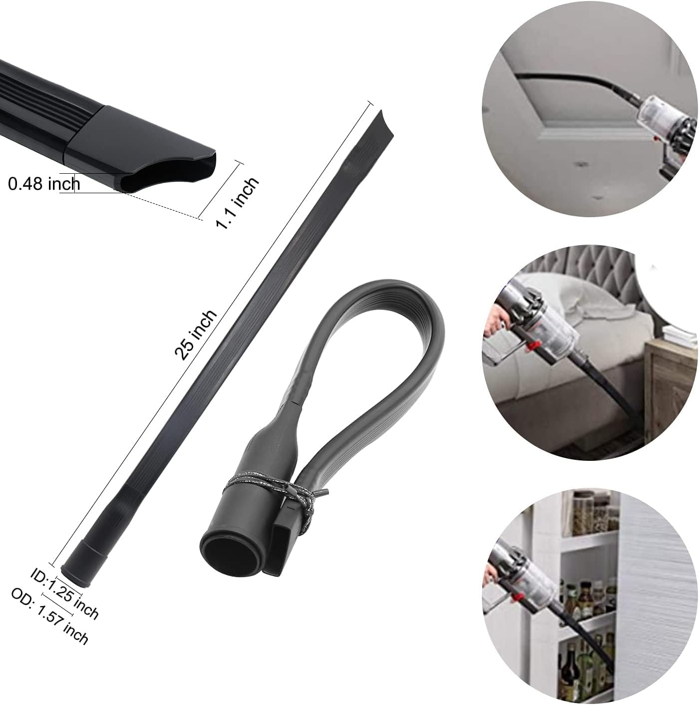 14 Pcs Household Cleaning Vacuum Cleaner Attachments Kit for Shop Vac Accessories with 1 1/4" Vacuum Brush Flexible Crevice Tool, Vacuum Cleaner Straw Tubes and Vacuum Hose Adapter Kit
