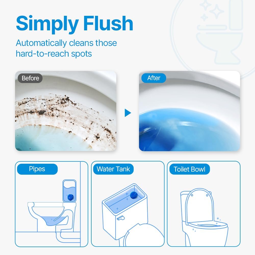 Disposable Toilet Bowl Cleaners(20 Tablets) Odor Eliminator, Fresh Scent, Multipurpose Residential and commercial Toilet Cleaners 2-3 week Lasting Toilet Bowl Cleaner