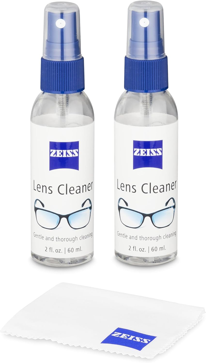 ZEISS Lens Care Pack – 2x 8oz Streak-Free Lens Spray and Microfiber Cloths for Eyeglasses and Optics