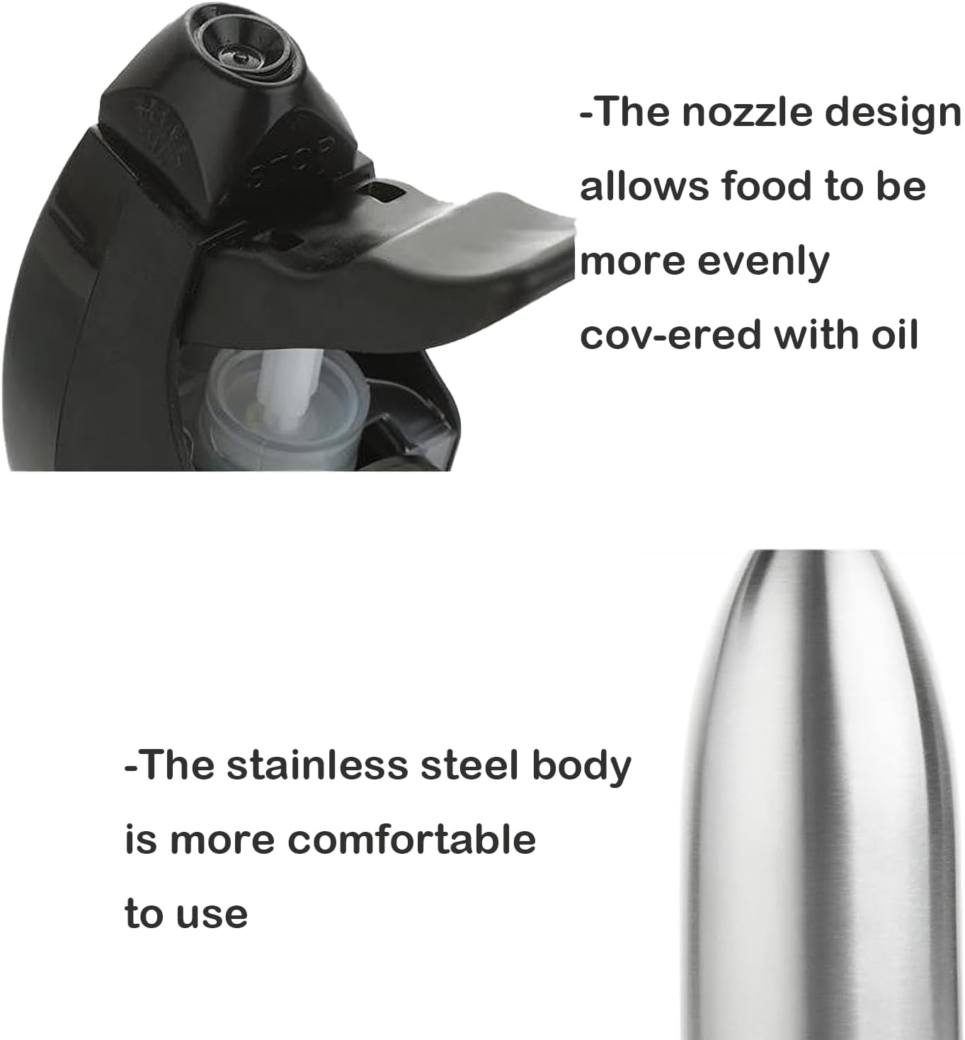 BIGWE Stainless Steel Olive Oil Sprayer Bottle, 17 Oz/500ml Sauce Vinegar Sprayer Dispenser, Water Sprayer Bottle,Kitchenware Tools for Cooking, Frying, BBQ and Grilling