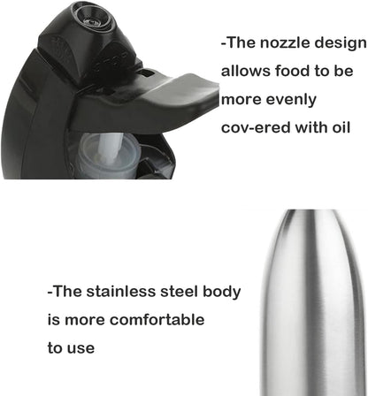 BIGWE Stainless Steel Olive Oil Sprayer Bottle, 17 Oz/500ml Sauce Vinegar Sprayer Dispenser, Water Sprayer Bottle,Kitchenware Tools for Cooking, Frying, BBQ and Grilling