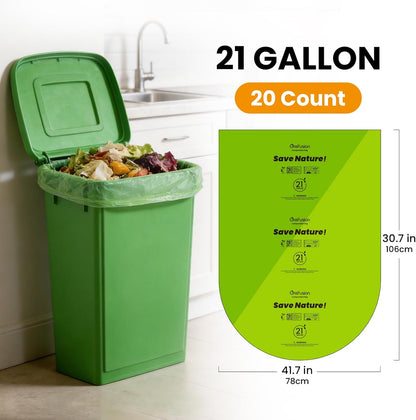 GreFusion Compostable Bags 1.2 Gallon,125 Count, Fits 0.75,1,1.2,1.3,1.6,1.8 Gallon Countertop Bin, Small compost bags, Certified by BPI, ASTM D6400 and OK Compost