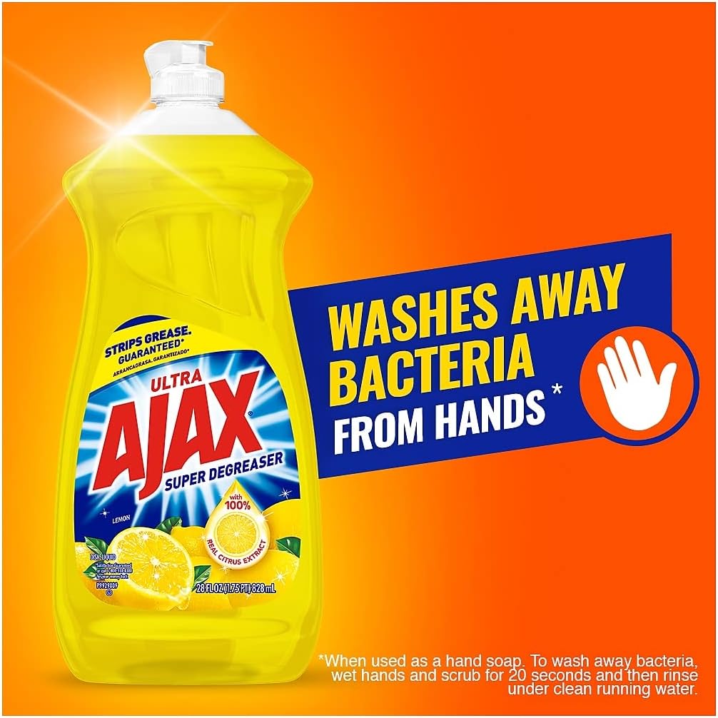 Ajax Super Degreaser Dish Liquid, Lemon, 14 Fluid Ounce