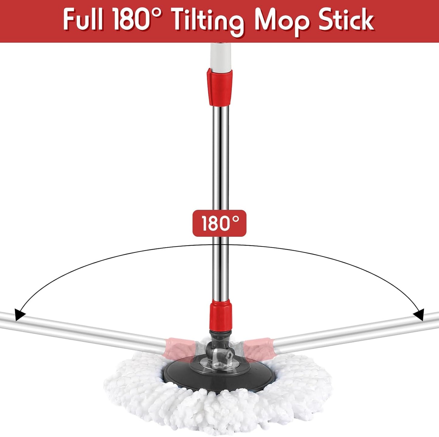 Spin Mop Replacement Handle 360 Degree Spin Mop Pole Handle Replacement Rotating Telescopic Stick for Head Replace Spinning Household Cleaning Accessories for Home(Cute Blue)