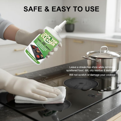 Glass Cooktop 3-in-1 Cleaner Kit, Removes Grease & Burnt-On Food, Safe for Gas, Induction, Electric Cooktops & Air Fryers, Stove Top Polish and Shine, Multi-purpose Cleanser (300g) (1)