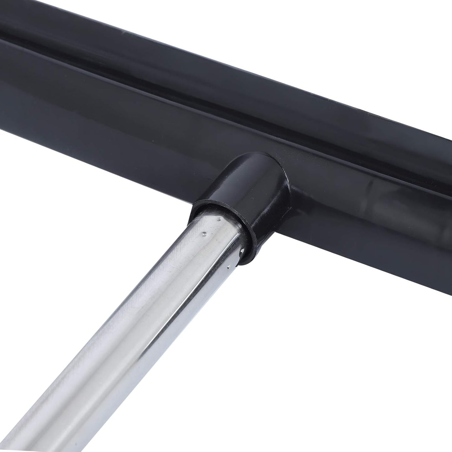 Telescopic Rubber Broom with Squeegee, Multifunction Adjustable Pet Hair Removal Carpet Rake for Fluff Rug Hardwood Floor (Black)