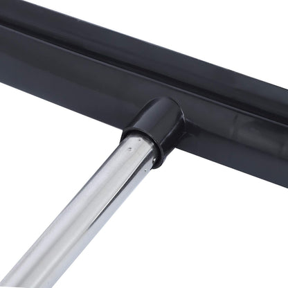 Telescopic Rubber Broom with Squeegee, Multifunction Adjustable Pet Hair Removal Carpet Rake for Fluff Rug Hardwood Floor (Black)