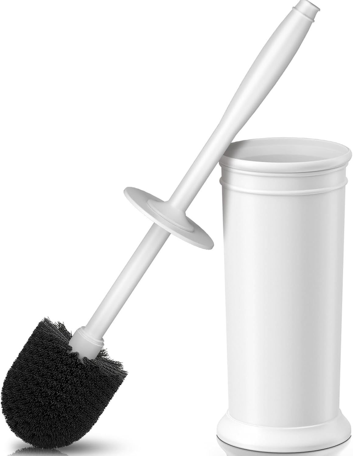 Toilet Brush, Toilet Bowl Brush with Extra Long Handle Durable Bristles Toilet Scrubber and Covered Holder for Toilet Brush Set for Bathroom Cleaning (Black, 1 Set)