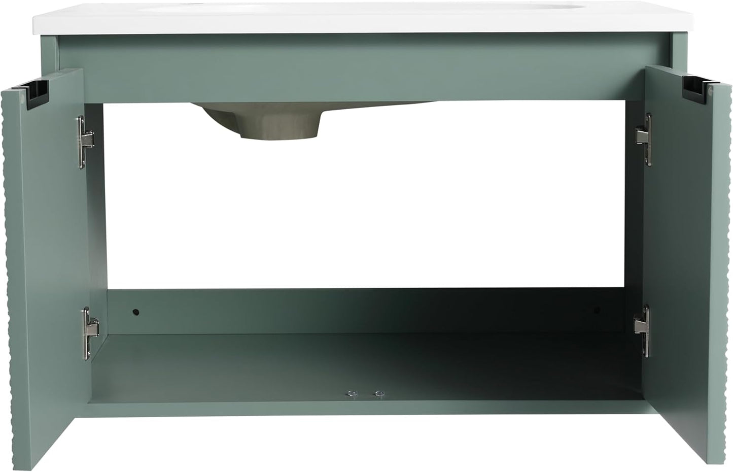 SSLine Modern 24-Inch Bathroom Vanity with Sink Wall Mounted Bathroom Vanity with Top Basin & Storage Cabinet White Wood Floating Vanity w/Ceramic Sink & Gold/Black Handles for Small Space
