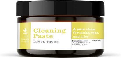 Earthley Wellness, Cleaning Paste, Eco-Friendly, Pure, Certified Organic Cleaning Agent, Septic Safe, Plant Based Cleaner, Sulfates and Phosphates Free, Tub and Sink Cleaning (4 oz, Lemon-Thyme)