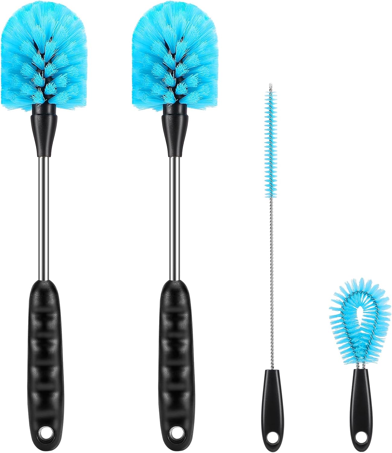 UNIFUN Water Bottle Brush Set, Long Handle 3-in-1 Stainless Steel Water Bottle Scrubbing Brush, Cleaning for Narrow Neck Bottles, Sport Bottles, Baby Bottles, Coffee Mugs, Tumblers, Flask(Short Size)