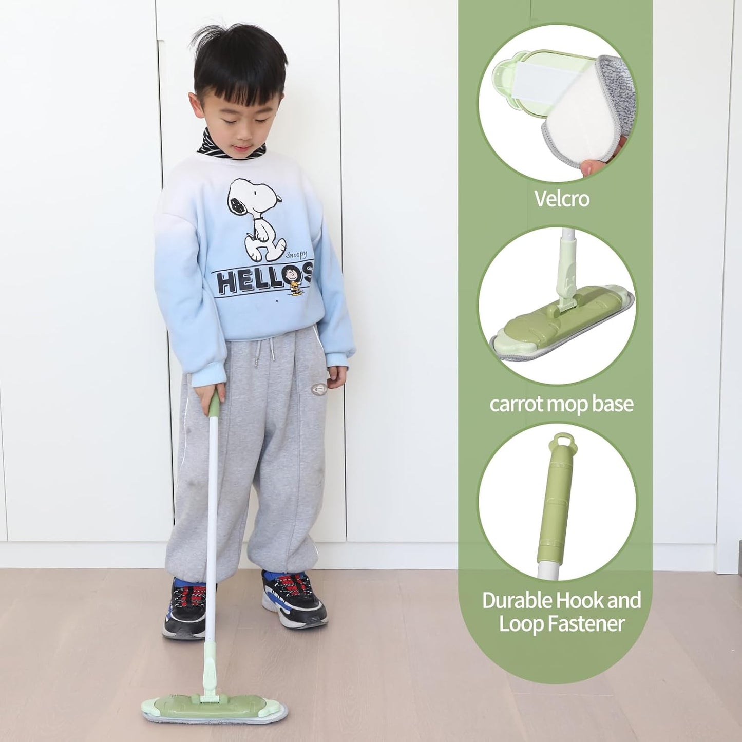Midoneat Kids Cleaning Toy Set, Mini Child Broom, Mop and Dustpan, Little Housekeeping Helper Set ,Pretend Home Cleaning Play Set for Toddler Age 1-5,6pcs (Green)