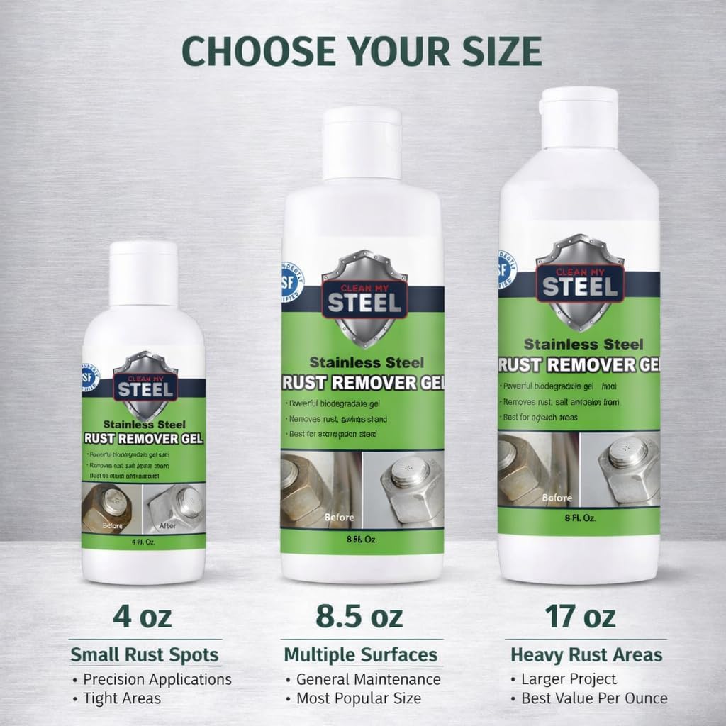 CLEAN MY STEEL Innoshine B570 Stainless Steel Rust Remover and Cleaner, NSF Certified, Approved for Food Contact Areas, 4 oz