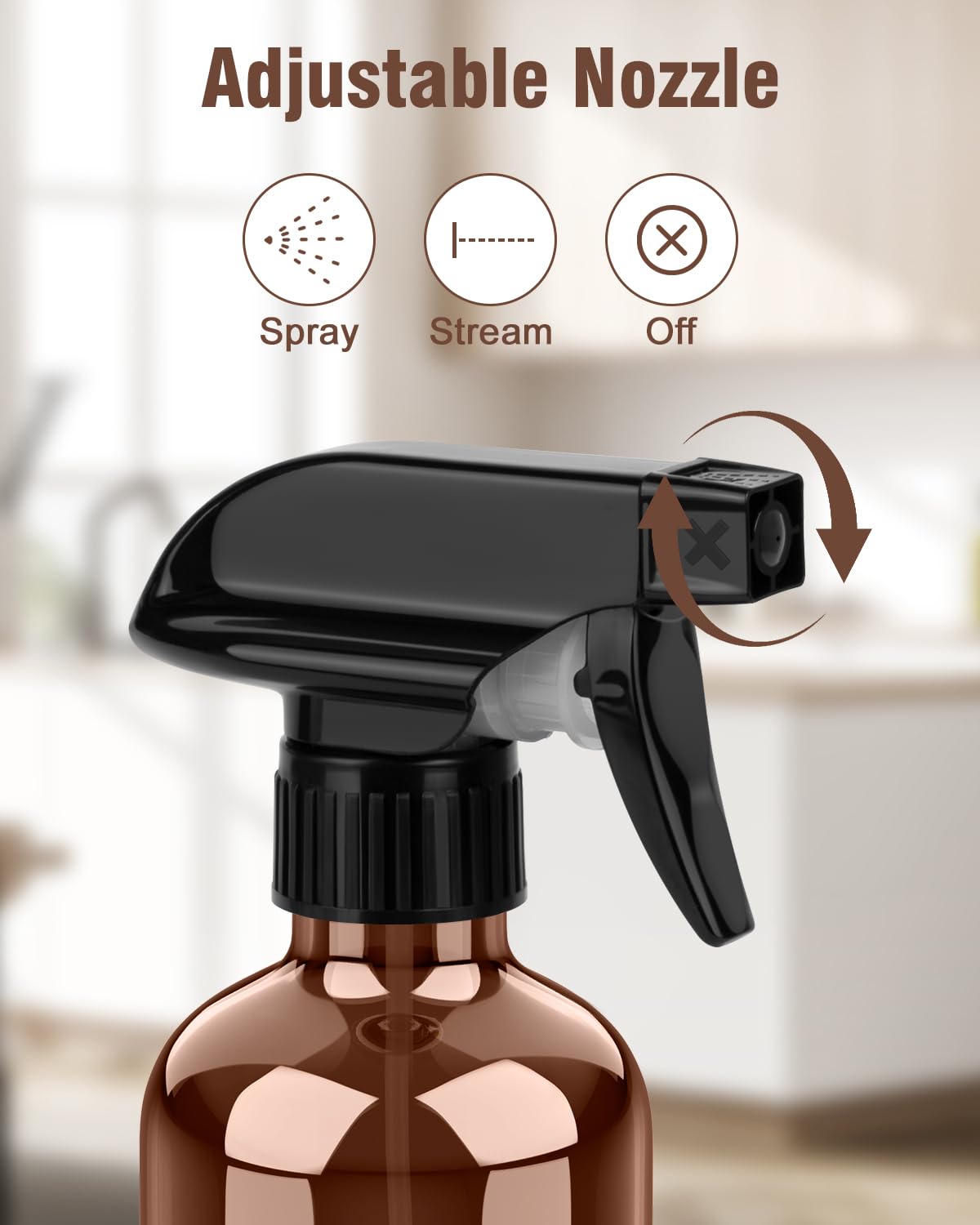 Bontip Glass Spray Bottle, Amber Glass Spray Bottle Set & Accessories Refillable for Plants Window Cleaners Aromatherapy Facial Hydration Watering Flowers Hair Care (2 Pack/16 oz) (Amber)