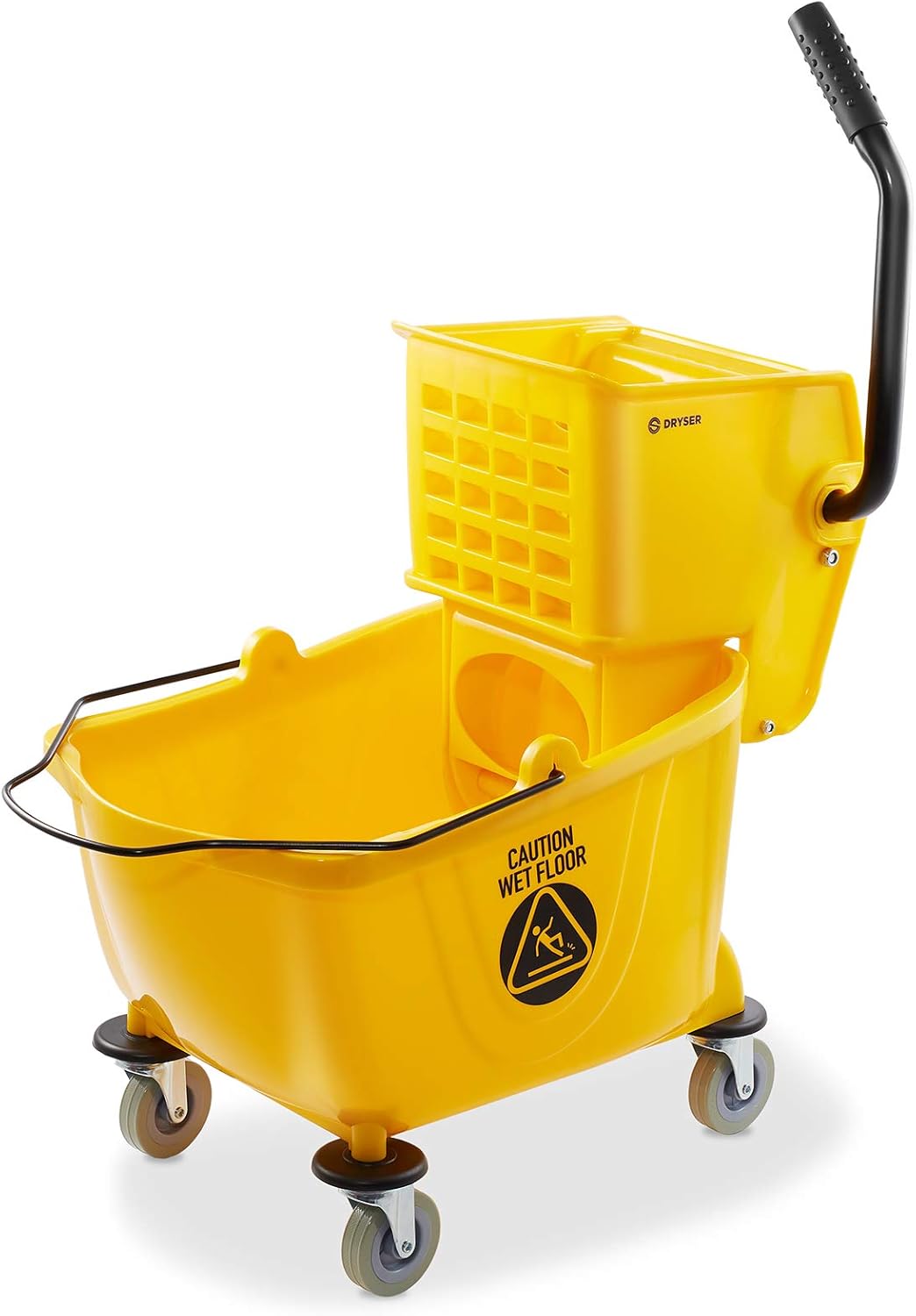 Dryser Commercial Mop Bucket with Side Press Wringer, 26 Quart, Black