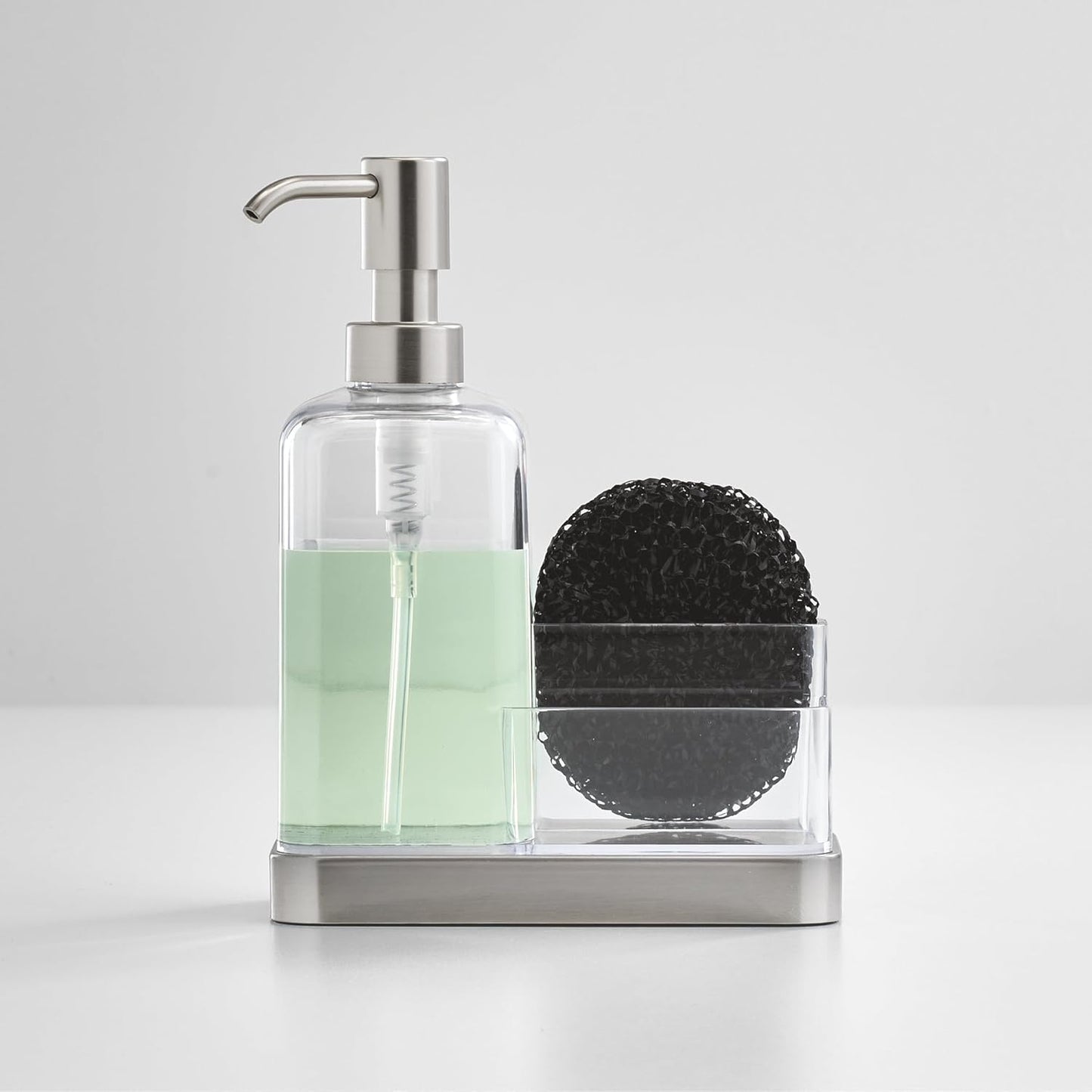 iDesign Forma BPA-Free Plastic Soap and Sponge Sink Organizer Caddy - 6" x 3.5" x 8.25", Clear/Matte Black