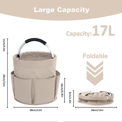 17L Cleaning Caddy with Handle, Cleaning Supplies Organizer, Foldable Storage Basket, Cleaning Supply Caddy, Portable Multi Cleaning Bucket Bag for Home, Garden (Pink)