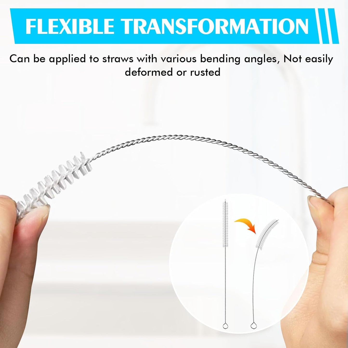 Straw Cleaner Brush 8PCS Long Straw Brushes Reusable Nylon Tube Brush Drinking Straw Cleaning Brush Set for Water Bottle, Straws, Tube, Flasks (8PCS Style 2)