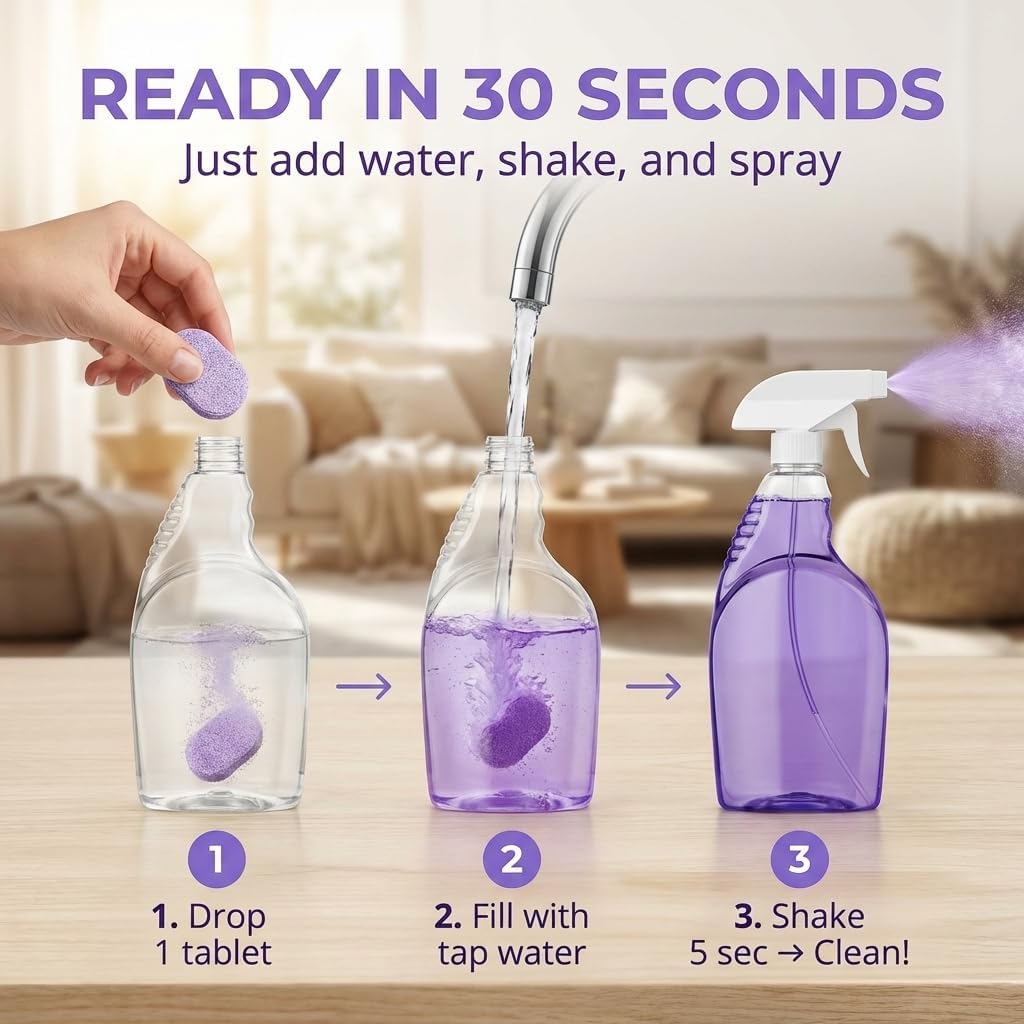Oven Cleaner Spray Degreaser with 18 Concentrated Tablets, Heavy Duty Kitchen Cleaner for Stovetop Grill and Grease, Eco-Friendly Multi-Surface Cleaning Kit, Fresh Scent