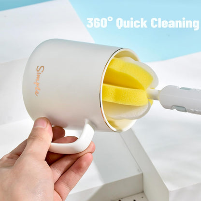 INVODA 4PCS Bottle Brush Long Handle Cup Cleaner Brush Sponge Bottle Scrubber Detachable Handle Portable Sponge Cleaning Brush for Baby Bottle Dishwashing Kitchen Clean Glasses Mugs (4 PCS)