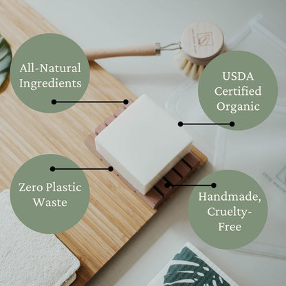 Dish Washing Bundle Kit | Eco-Friendly Solid Dish Soap, Cedar Soap Tray, Bamboo Pot Brush | Organic & Vegan Ingredients, Non-Tox Dish Soap | 3pc. Set