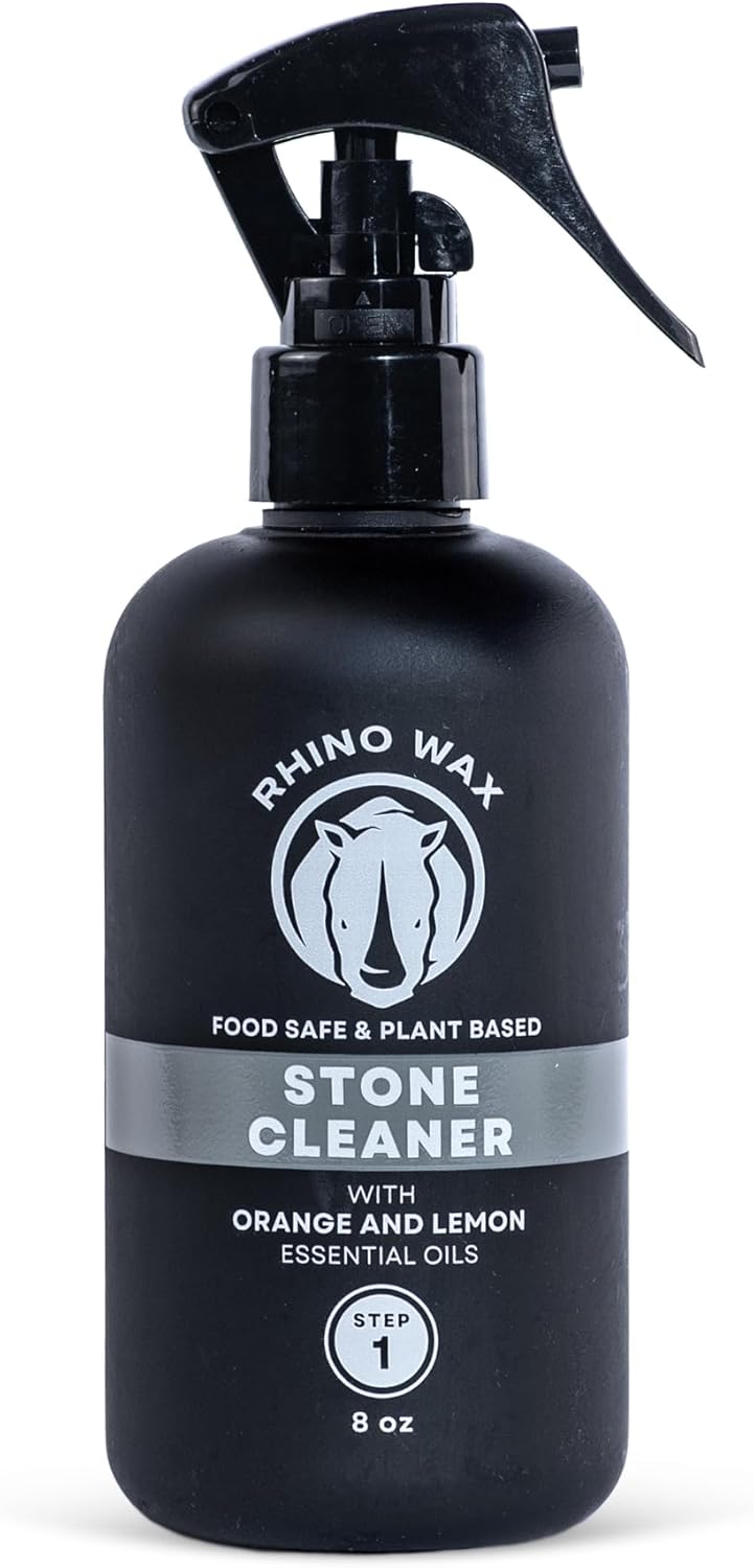 Rhino Wax Soapstone Spray Cleaner - Safely Clean Soap Stone, Slate, Granite, Quartz, Marble, Concrete - Food Safe - Natural Ingredients - Fresh Orange & Lemon Scent Neutralizes Odors - Made in USA