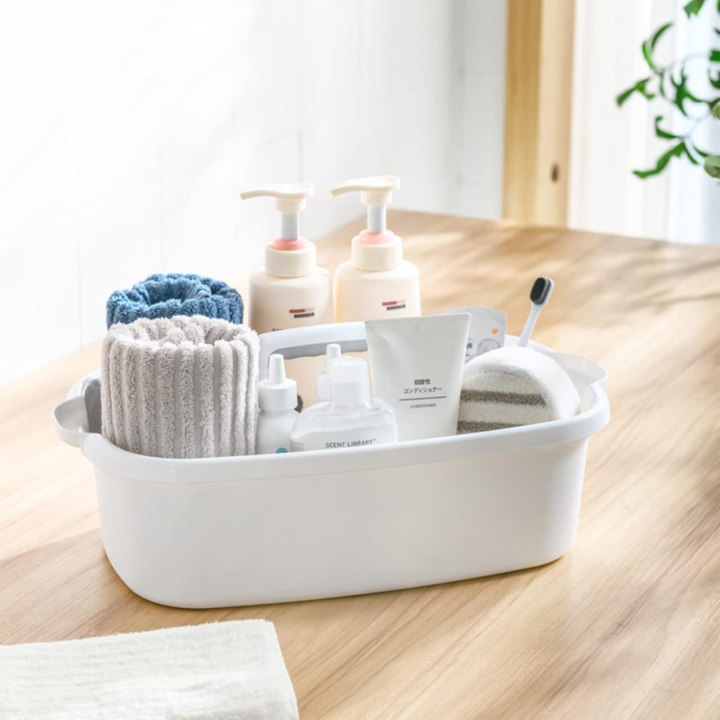 Large Cleaning Supplies Caddy Portable Shower Basket Supply Organizer with Handle Plastic Bucket Tool Storage for Bathroom, Bedroom, Kitchen, College Dorm, Garden, Dark Gray 2 Pack