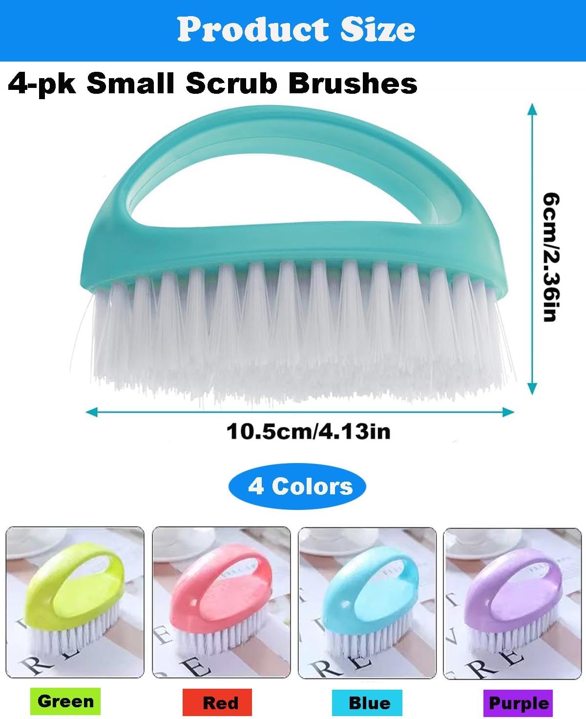 2 Pack Scrubbing Brushes for Cleaning, Heavy Duty Scrub Brush Nylon Stiff Bristles,Scrubber Cleaner Brush for Bathroom,Showe,Sink,Kitchen,Bathtub,Floor,Multi-Purpose Cleaning Brush (Green+Blue)