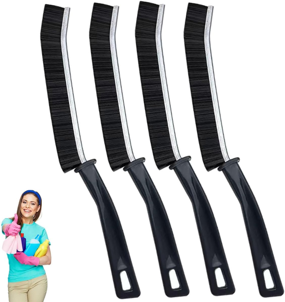 Window Track Cleaning Brush with Hidden Scraper for Sliding Door and Window Tracks, Shutters, Kitchen Sink Cleaning